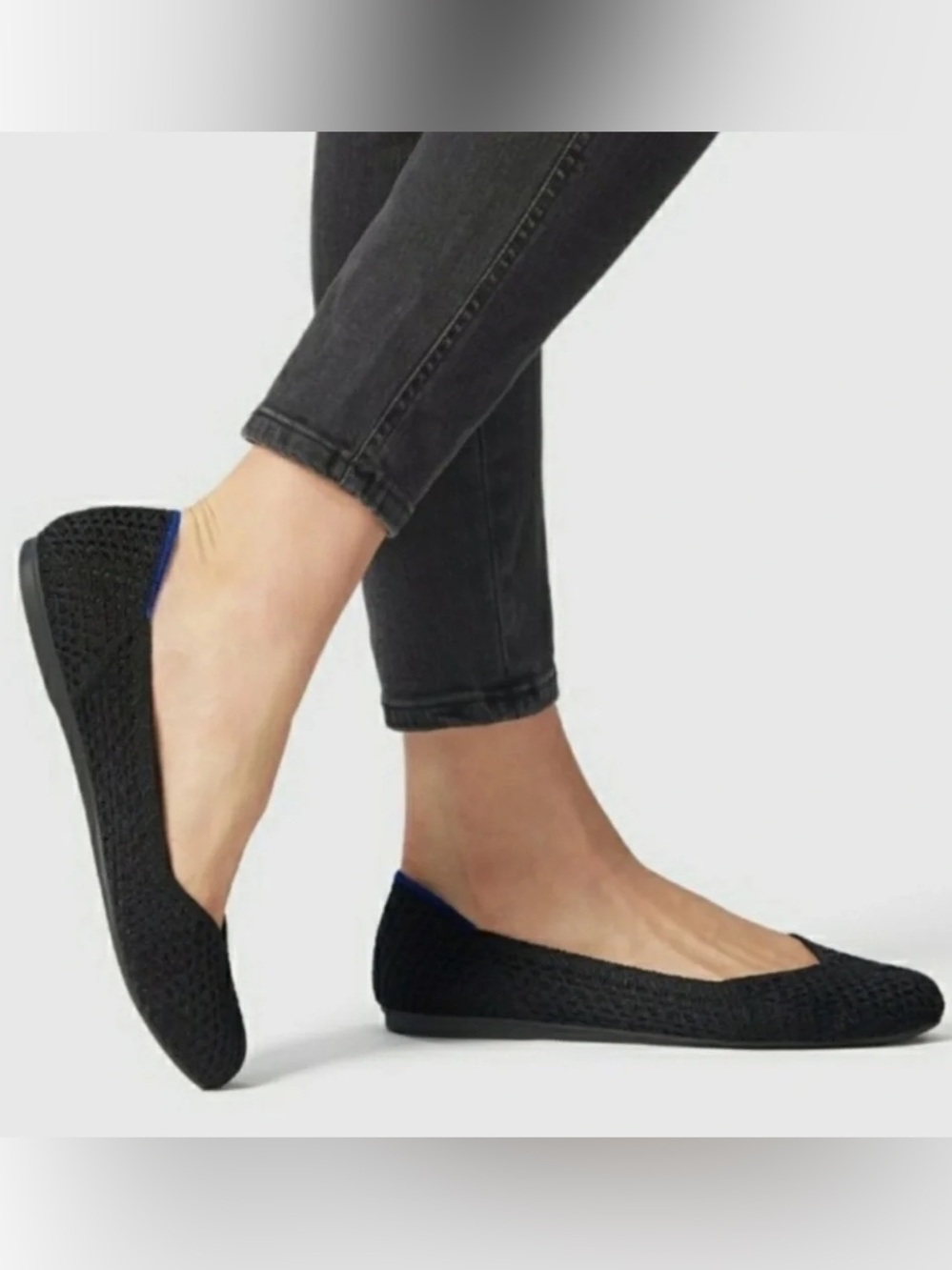 NEW Rothy’s The Flat Round Toe Honeycomb Knit Flats Black Women’s Size 6